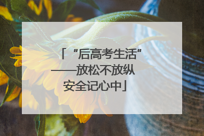 “后高考生活”——放松不放纵 安全记心中