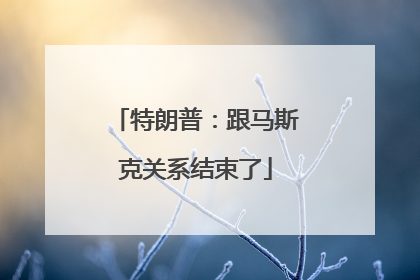 特朗普：跟马斯克关系结束了