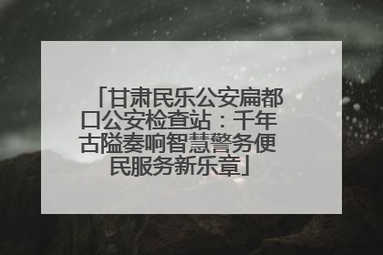 甘肃民乐公安扁都口公安检查站：千年古隘奏响智慧警务便民服务新乐章