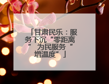 甘肃民乐：服务下沉“零距离” 为民服务“增温度”