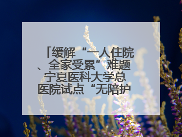 缓解“一人住院、全家受累”难题 宁夏医科大学总医院试点“无陪护”病房服务