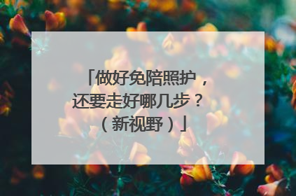 做好免陪照护，还要走好哪几步？（新视野）