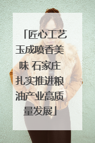 匠心工艺玉成喷香美味 石家庄扎实推进粮油产业高质量发展