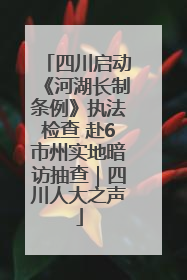 四川启动《河湖长制条例》执法检查 赴6市州实地暗访抽查｜四川人大之声