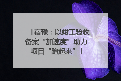 宿豫：以竣工验收备案“加速度”助力项目“跑起来”