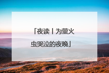 夜读丨为萤火虫哭泣的夜晚