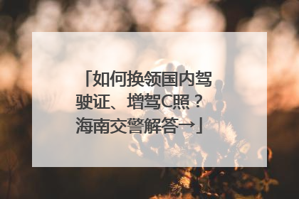 如何换领国内驾驶证、增驾C照？海南交警解答→