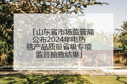 山东省市场监管局公布2024年电热毯产品质量省级专项监督抽查结果