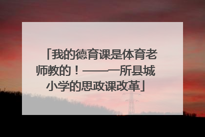 我的德育课是体育老师教的！——一所县城小学的思政课改革