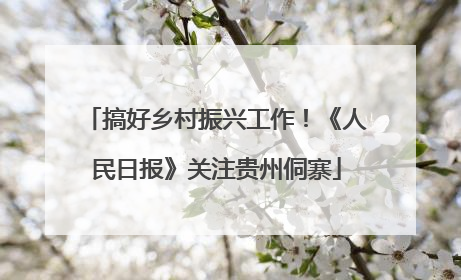 搞好乡村振兴工作！《人民日报》关注贵州侗寨
