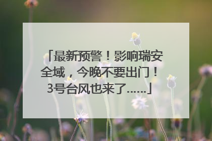 最新预警！影响瑞安全域，今晚不要出门！3号台风也来了……