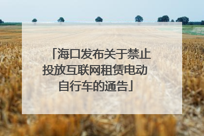 海口发布关于禁止投放互联网租赁电动自行车的通告