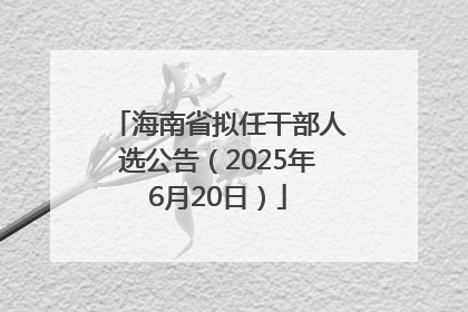 海南省拟任干部人选公告（2025年6月20日）