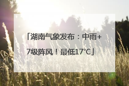 湖南气象发布：中雨+7级阵风！最低17℃