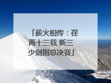 薪火相传：荏苒十三载 新三少剑指总决赛