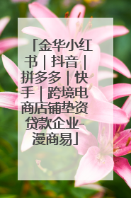 金华小红书｜抖音｜拼多多｜快手｜跨境电商店铺垫资贷款企业-漫商易