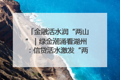 金融活水润“两山”｜绿金潮涌看湖州：信贷活水激发“两山”转化势能