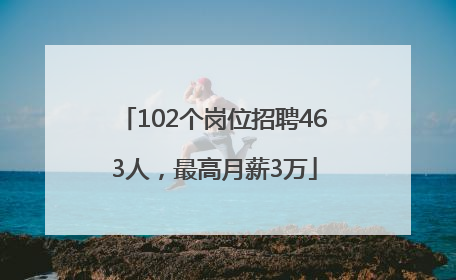 102个岗位招聘463人，最高月薪3万